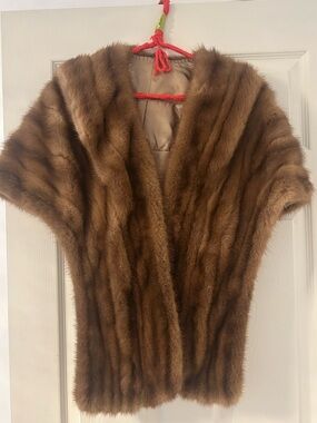 Vintage real mink fur caplet shrug stole super soft luxurious evening wear M/L
